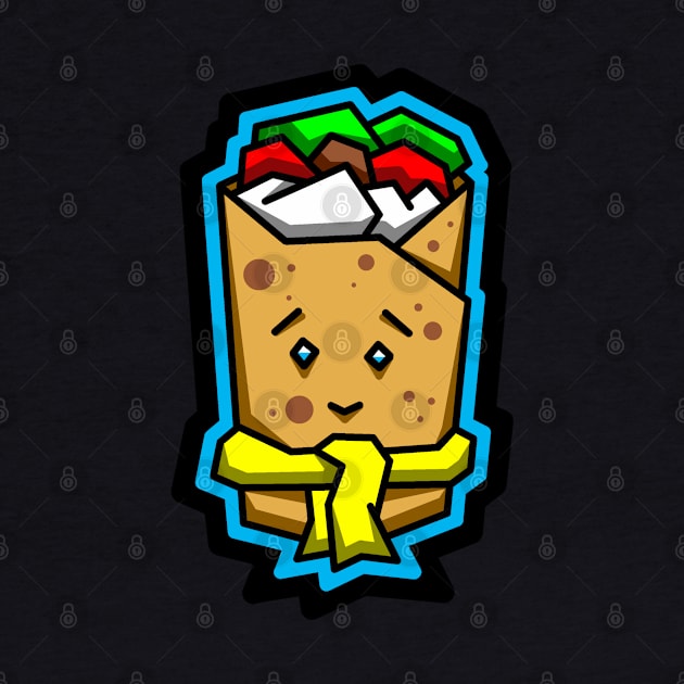 Cute Frozen Burrito in a Yellow Scarf - Mexican Food Lover Gift - Burrito by Bleeding Red Paint